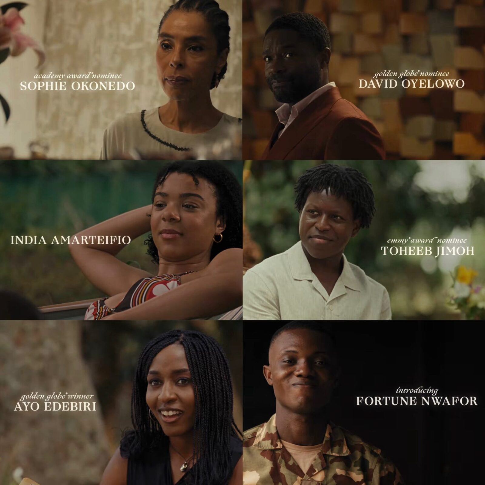 CLARISSA (2026) film cast featuring Sophie Okonedo, David Oyelowo, India Amarteifio. Toheeb Jimoh. Ayo Debiri and Fortune Okafor
